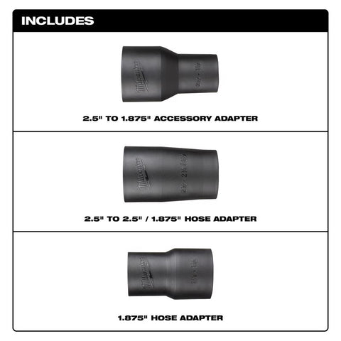 Milwaukee Wet/Dry Vac Hose Adapter, Black