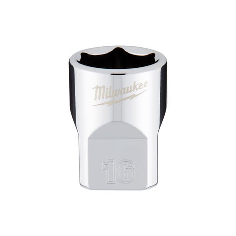 Milwaukee 6-Point Sockets With Four Flat Sides, 3/8 Inch x 16 MM