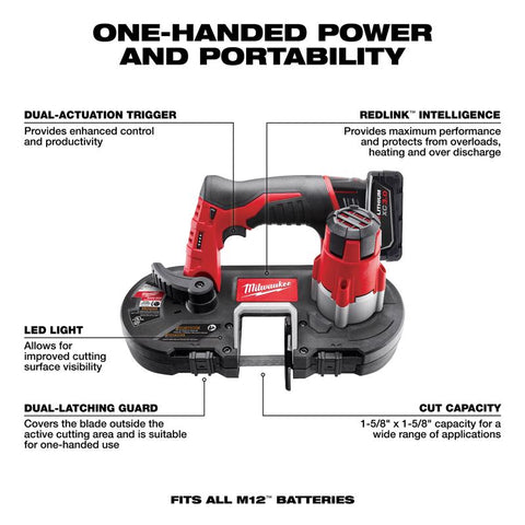 Milwaukee Cordless Sub-Compact Band Saw Kit,12 V