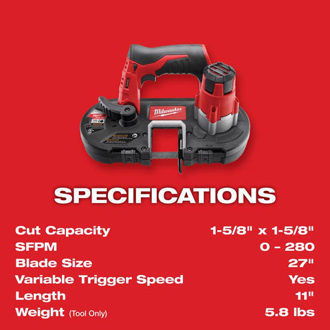 Milwaukee Cordless Sub-Compact Band Saw Kit,12 V