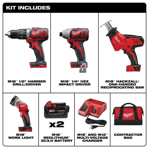 Milwaukee m18 Combo Kit 4tl 2bat