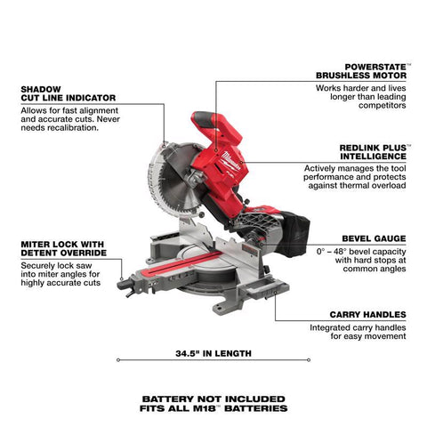 Milwaukee M18 Fuel Dual-Bevel Sliding Compound Miter Saw, 18 Volt