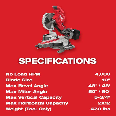 Milwaukee M18 Fuel Dual-Bevel Sliding Compound Miter Saw, 18 Volt