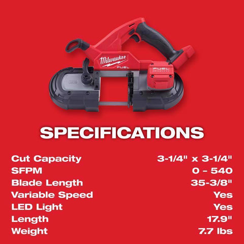 Milwaukee Compact Band Cordless Saw, 3-1/4 Inch