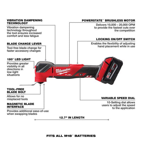 Milwaukee M18 FUEL Oscillating Multi-Tool Kit, 18 Volt