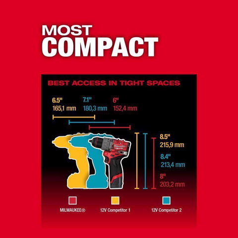 Milwaukee M12 FUEL Cordless Hammer Drill, 12 Volt