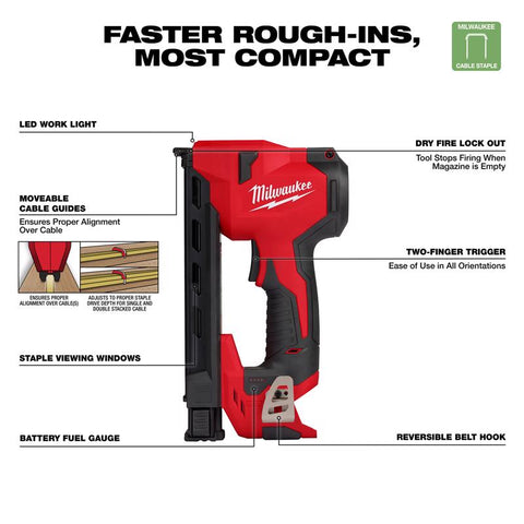 Milwaukee M12 Cordless Cable Stapler, 45 Magazine Capacity
