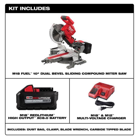 Milwaukee M18 FUEL Dual Bevel Sliding Compound Miter Saw, 10 inch Dia