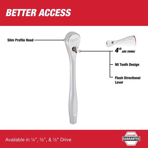 Milwaukee Handle Ratchet, 3/8 Inch x 8.5 Inch