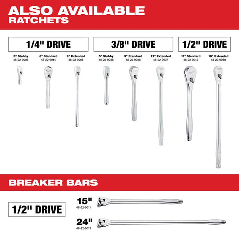 Milwaukee Handle Ratchet, 3/8 Inch x 8.5 Inch