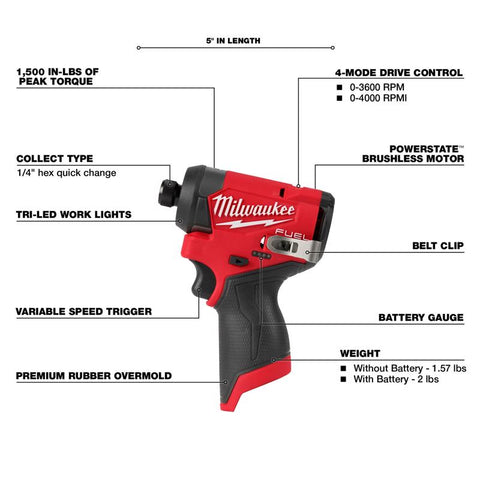 Milwaukee m12fuel Cmb Kt Brsls 12v