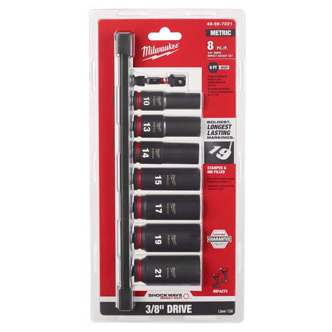 Milwaukee Metric 6 Point Socket Set, 3/8 inch, 8 Pieces