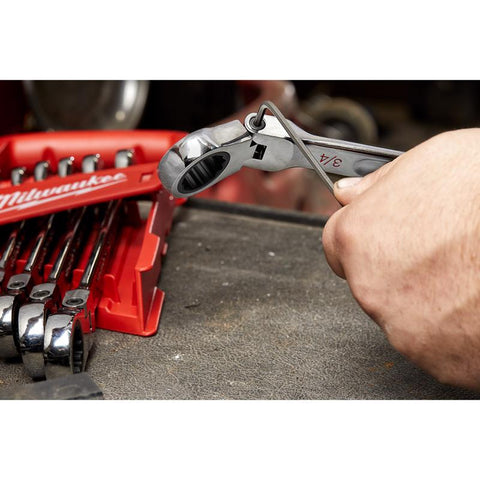 Milwaukee SAE Flex Head Combination Wrench, Chrome Vanadium Steel