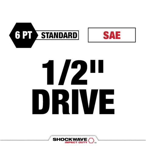 Milwaukee Shockwave SAE 6 Point Standard Shallow Socket Set, 1/2 inch