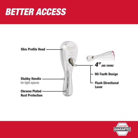 Milwaukee Ratchet 1/4 90t Mw