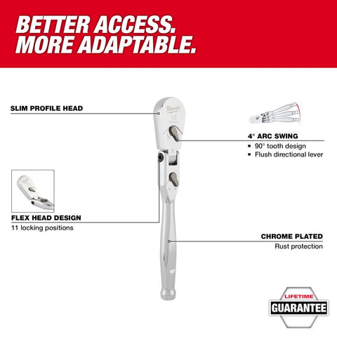 Milwaukee Flx Head Ratchet 1/2 90t