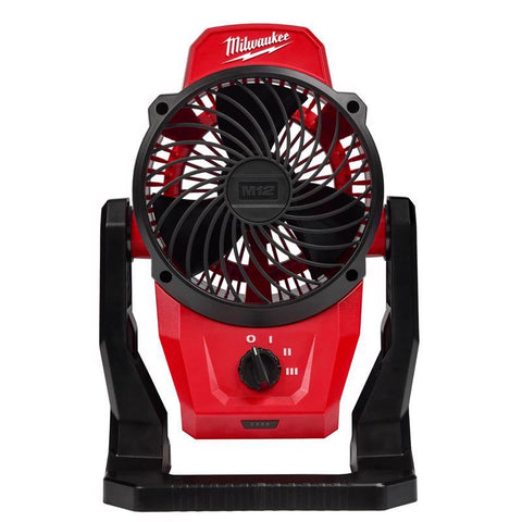 Milwaukee M12 Cordless Jobsite Fan, Black/Red, 3 speed