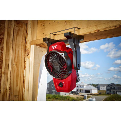 Milwaukee M12 Cordless Jobsite Fan, Black/Red, 3 speed
