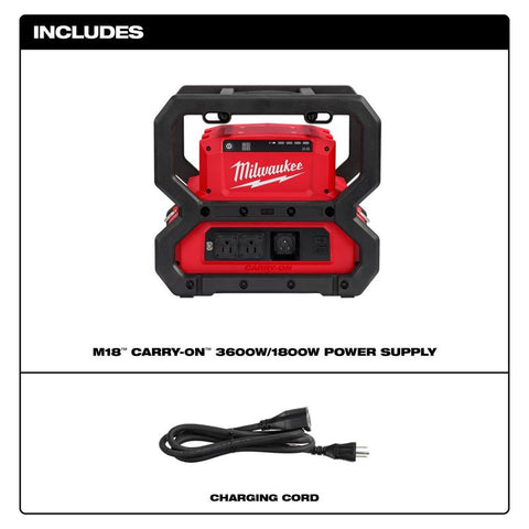 Milwaukee Carry-On Lithium-Ion Power Supply, 120 V, 15 Ah
