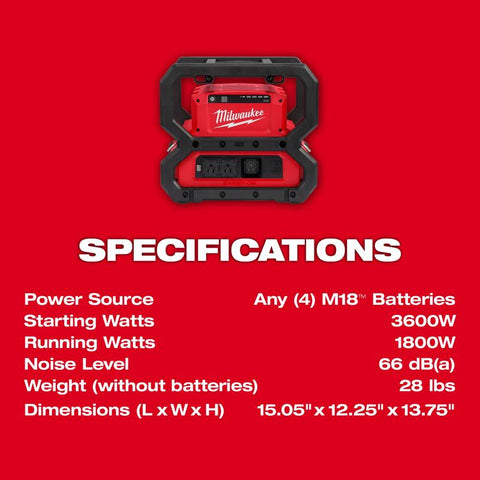 Milwaukee Carry-On Lithium-Ion Power Supply, 120 V, 15 Ah