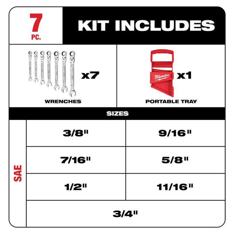 Milwaukee Flx Combo Wrench set7sae