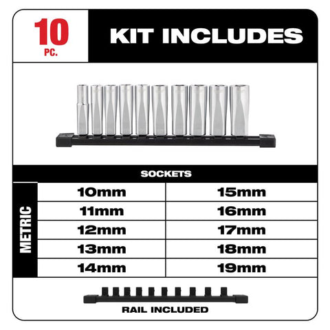 Milwaukee Dp Socket Set 10p 3/8"