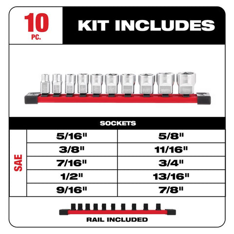 Milwaukee Low Profl Socket Set 10p