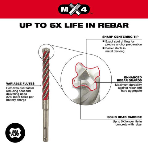 Milwaukee 5/16x6" MX4 SDS+ Bit