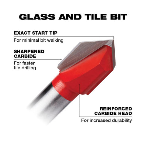 Milwaukee Glass & Tile Drill Bit, 1/2 Inch