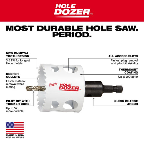 Milwaukee Hole Dozer Hole Saw, Bi-Metal, 3-1/2 Inch