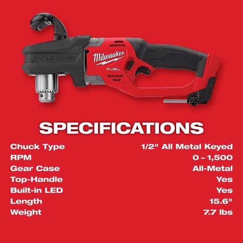 Milwaukee M18 Cordless Right Angle Drill, 18 Volt
