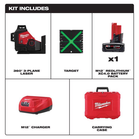 Milwaukee M12 Laser Level Kit, 12 Volt