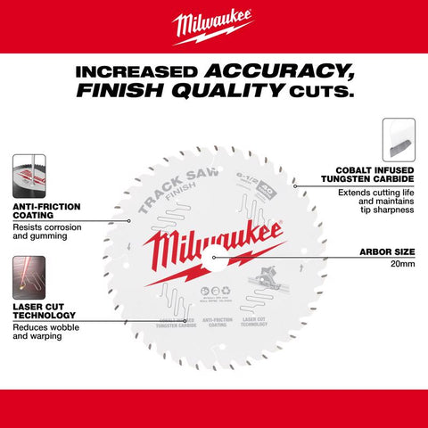 Milwaukee Tungsten Carbide Track Saw Blade, 40 Teeth, 6-1/2 inch