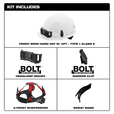 Milwaukee BOLT Front Brim Hard Hat, White