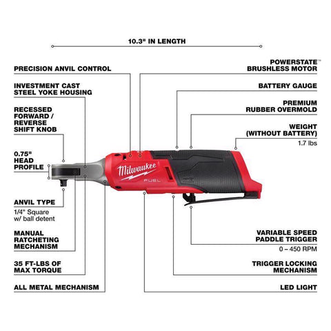 Milwaukee m12 Hi Spd Ratchet 1/4"