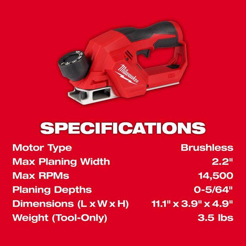 Milwaukee M12 2" Brushless Planer
