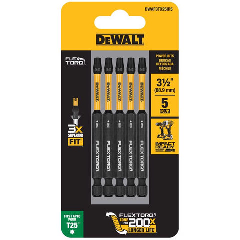 DeWalt FlexTorq Torx Screwdriver Bits, T25 x 3.5 Inch
