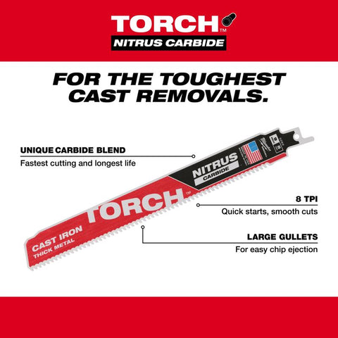 Milwaukee Torch Sawzall Blade, Carbide