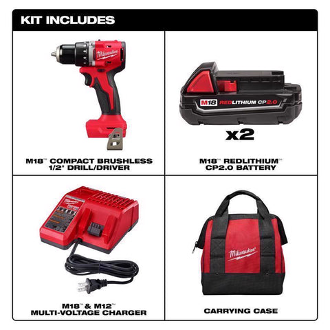 Milwaukee M18 CPBL 1/2" Drill Kit