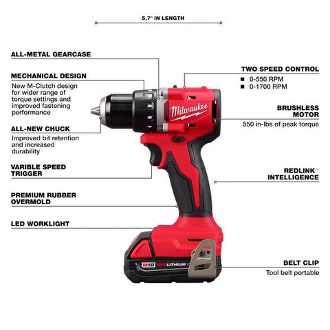Milwaukee M18 CPBL 1/2" Drill Kit