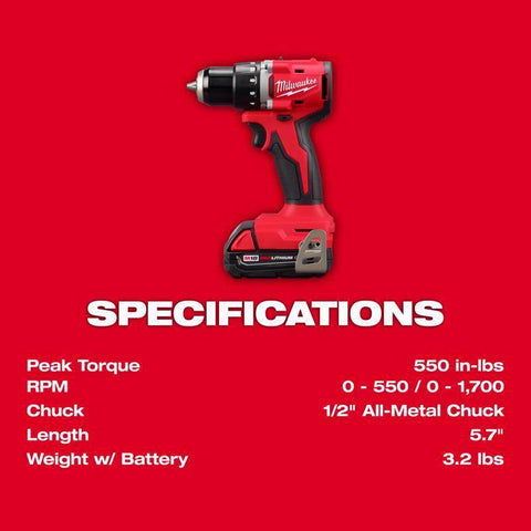 Milwaukee M18 CPBL 1/2" Drill Kit