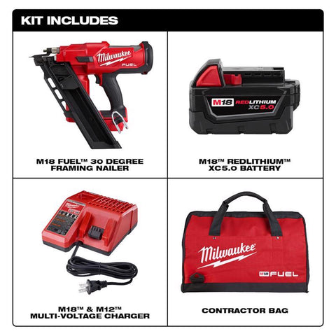Milwaukee M30 21Deg FrameNail Kit