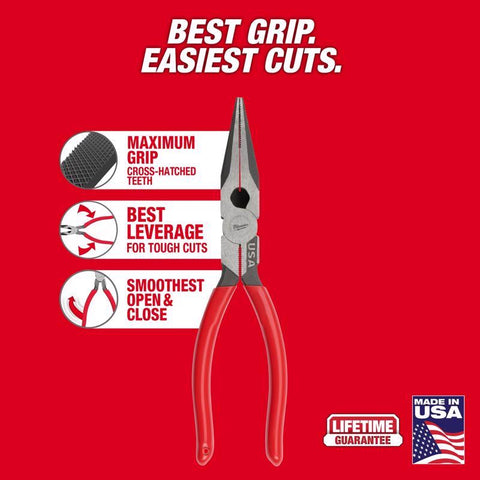 Milwaukee 8" L Nose Dip Pliers