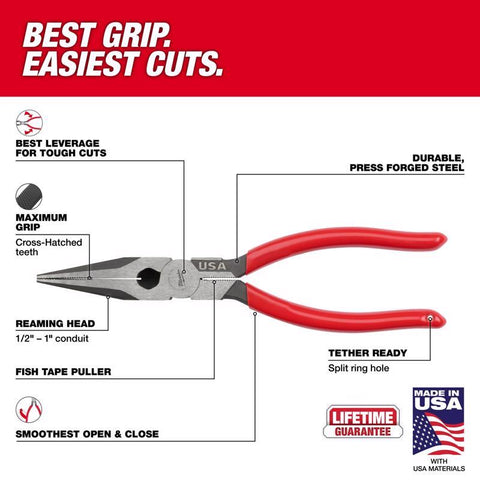Milwaukee 8" L Nose Dip Pliers