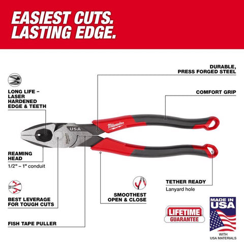 Milwaukee 8" Lineman Comf Pliers