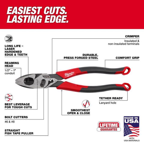Milwaukee 9" Lineman C&B Pliers