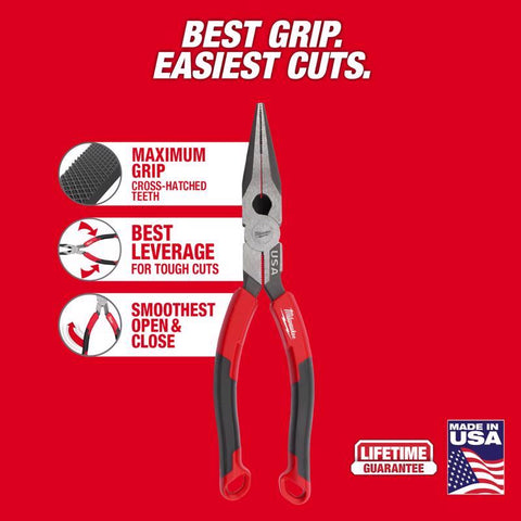 Milwaukee 8" L Nose Comf Pliers