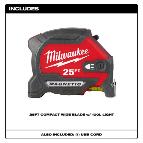 Milwaukee 25' Tape Measure/LED