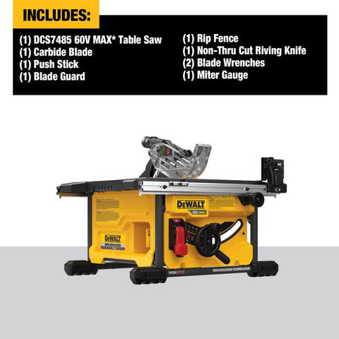 DeWalt Flexvolt Bare Tool Table Saw, 8-1/4", 60 Volt
