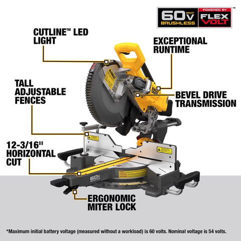 DeWalt 60v Db Sld Miter Saw 12"